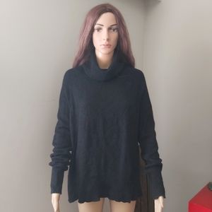 Community wool sweater black cowl neck alpaca top